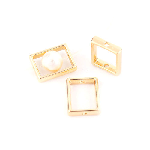 Bead Frames, Rectangle, Golden, Alloy, 15mm - BEADED CREATIONS