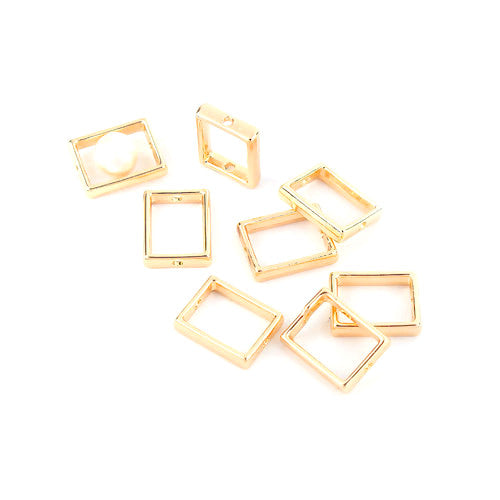 Bead Frames, Rectangle, Golden, Alloy, 15mm - BEADED CREATIONS