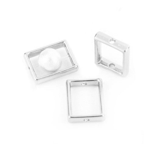 Bead Frames, Rectangle, Silver Tone, Alloy, 15mm - BEADED CREATIONS