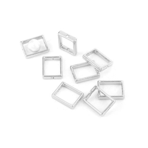 Bead Frames, Rectangle, Silver Tone, Alloy, 15mm - BEADED CREATIONS