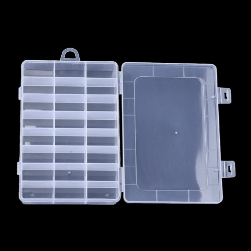 Bead Storage Containers, Plastic Storage Organizer, 24 Compartments, Rectangle, Clear, 19.5x13x3.6cm - BEADED CREATIONS