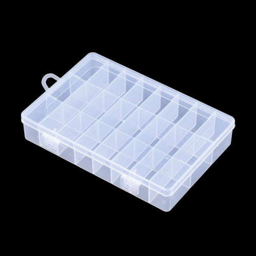Bead Storage Containers, Plastic Storage Organizer, 24 Compartments, Rectangle, Clear, 19.5x13x3.6cm - BEADED CREATIONS