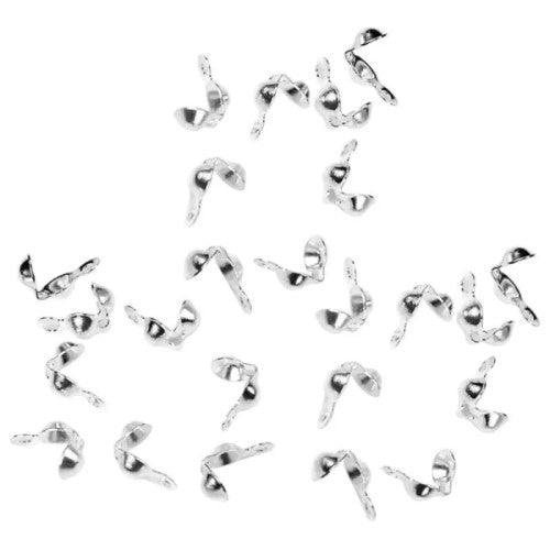 Bead Tips, Clamshell, Bottom Clamp-On With Closed Loop, Silver, Alloy, 7.5mm - BEADED CREATIONS