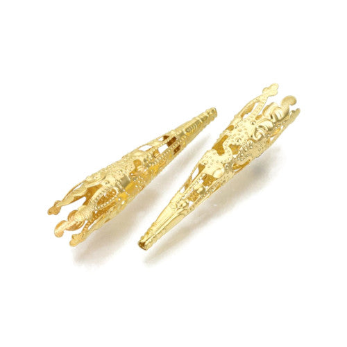 Bead Caps, Bead Cones, Filigree, Gold Plated, Iron, 8mm - BEADED CREATIONS