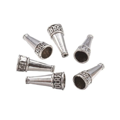 Bead Caps, Cone, Tassel End Caps, Antique Silver, Alloy, 21.5mm - BEADED CREATIONS