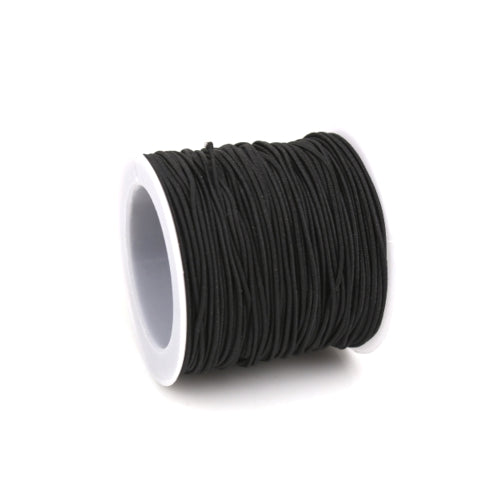 Elastic Cord, Latex Core, Black, Polyester, 1mm - BEADED CREATIONS