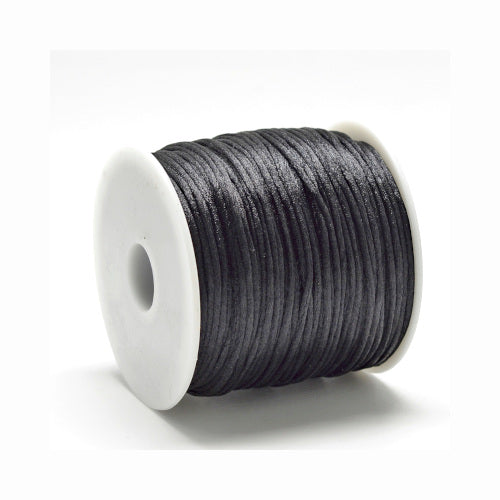 Beading Cord, Nylon Cord, Rattail, Satin Cord, Black, 1.5mm - BEADED CREATIONS