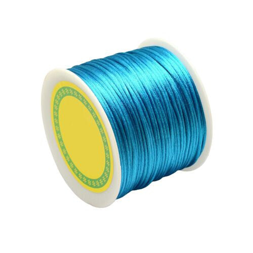 Beading Cord, Nylon Cord, Rattail, Satin Cord, Peacock Blue, 1.5mm - BEADED CREATIONS