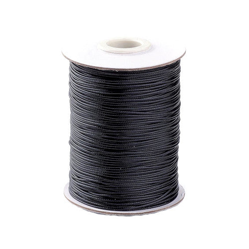 Beading Cord, Waxed, Polyester Cord, Black, 1mm - BEADED CREATIONS
