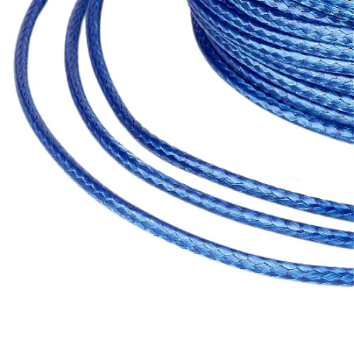 Beading Cord, Waxed, Polyester Cord, Blue, 2mm - BEADED CREATIONS