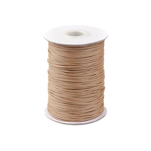 Beading Cord, Waxed, Polyester Cord, Burly Wood, 1mm - BEADED CREATIONS