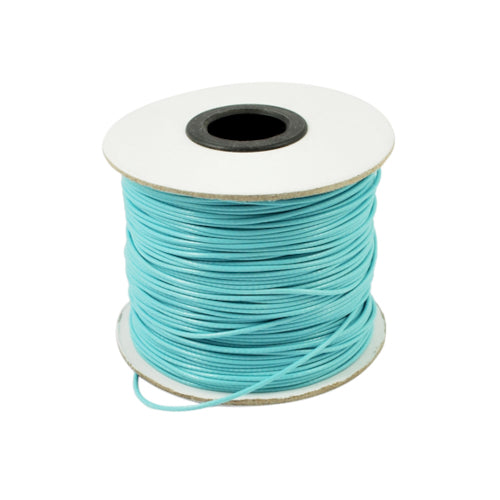 Beading Cord, Waxed, Polyester Cord, Cyan, 1mm - BEADED CREATIONS
