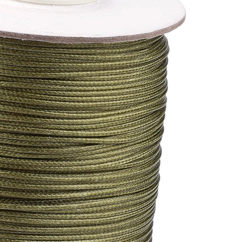 Beading Cord, Waxed, Polyester Cord, Dark Olive Green, 1mm - BEADED CREATIONS