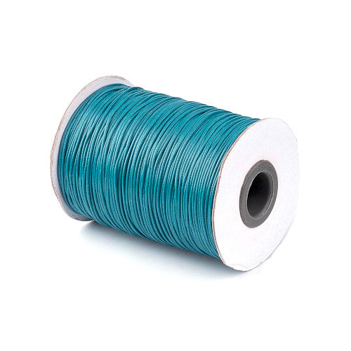 Beading Cord, Waxed, Polyester Cord, Peacock Blue, 1mm - BEADED CREATIONS