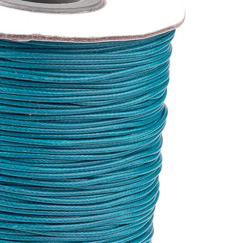 Beading Cord, Waxed, Polyester Cord, Peacock Blue, 1mm - BEADED CREATIONS