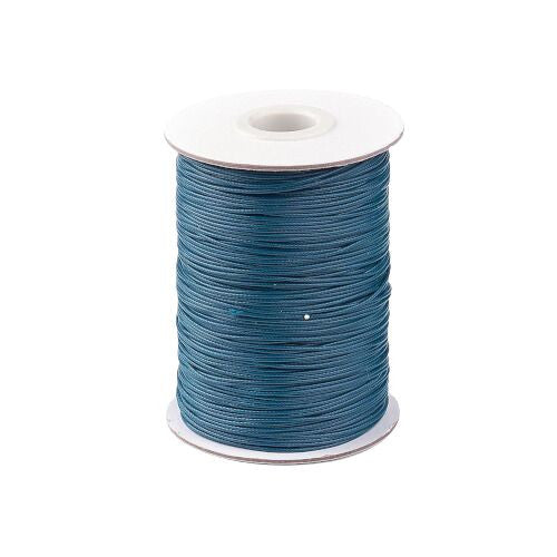 Beading Cord, Waxed, Polyester Cord, Prussian Blue, 1mm - BEADED CREATIONS