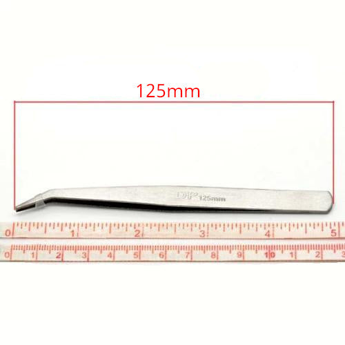 Beading Tweezers, Bent Nose, Silver Tone, Alloy, 125mm - BEADED CREATIONS