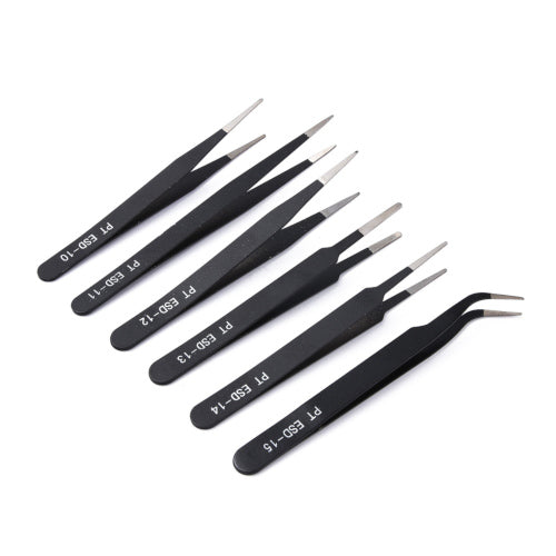 Beading Tweezers, Set, Anti-Static, Iron, Black - BEADED CREATIONS