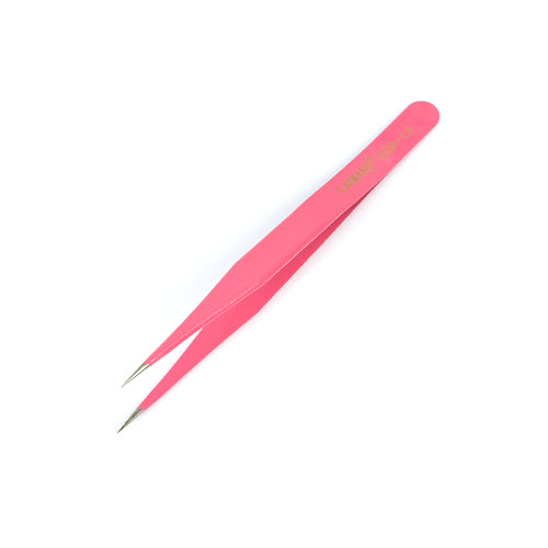 Beading Tweezers, Stainless Steel, Straight, With 1cm Fine Tip, Pink, 13.4cm - BEADED CREATIONS