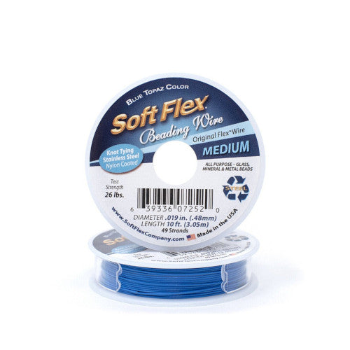 Beading Wire, Soft Flex, Blue Topaz, 0.48mm - BEADED CREATIONS