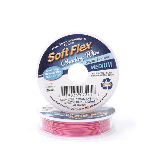 Beading Wire, Soft Flex, Pink Rhodochrosite, 0.48mm - BEADED CREATIONS