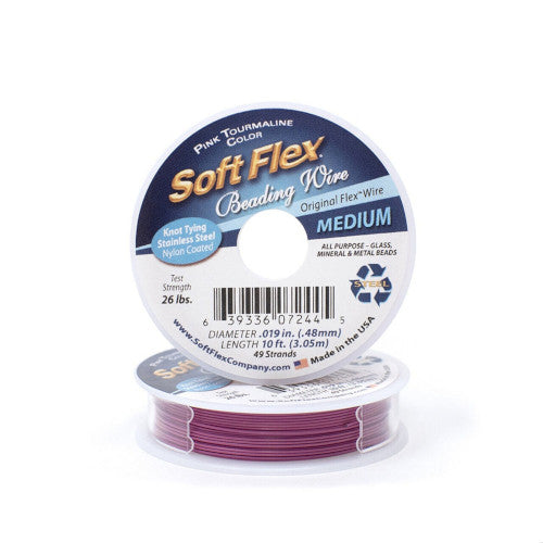 Beading Wire, Soft Flex, Pink Tourmaline, 0.48mm - BEADED CREATIONS