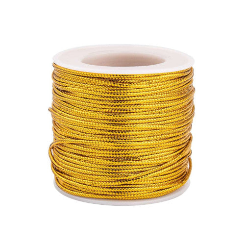 Beading Cord, Braided, Metallic, Gold, Rayon, 2mm - BEADED CREATIONS