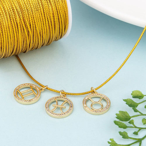 Beading Cord, Braided, Metallic, Gold, Rayon, 2mm - BEADED CREATIONS