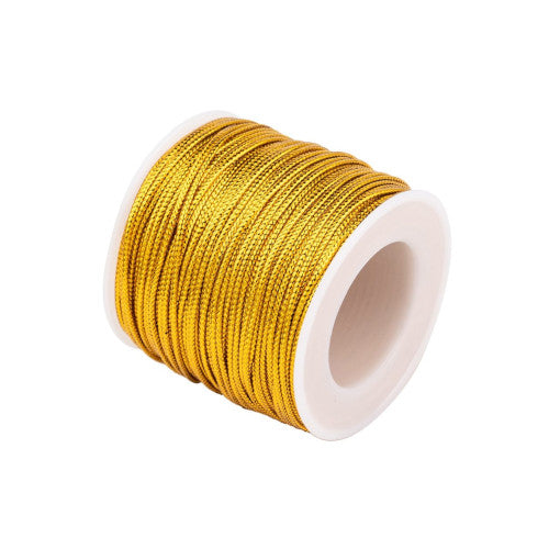 Beading Cord, Braided, Metallic, Gold, Rayon, 2mm - BEADED CREATIONS