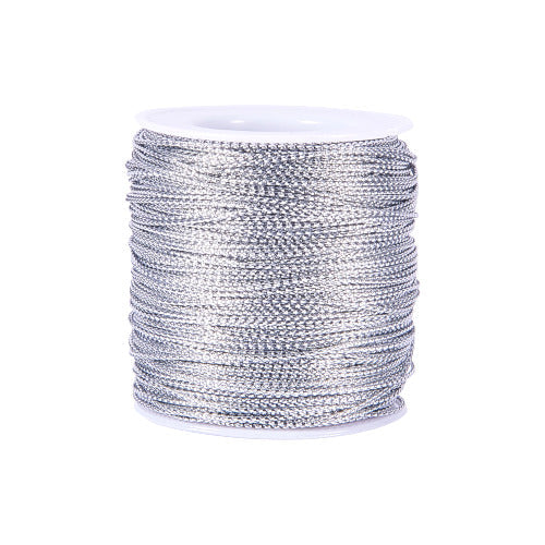 Beading Cord, Braided, Metallic, Silver, Rayon, 2mm - BEADED CREATIONS