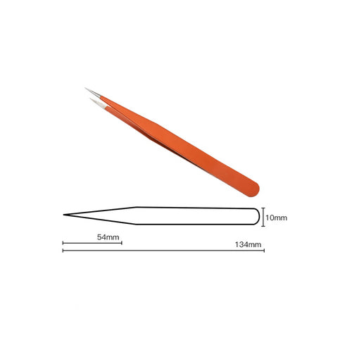 Beading Tweezers, Stainless Steel, Straight-Nose, Pink, 134mm - BEADED CREATIONS