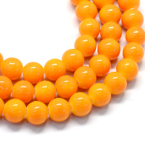 Beads, Glass, Opaque, Dark Orange, Round, 8.5-9mm - BEADED CREATIONS