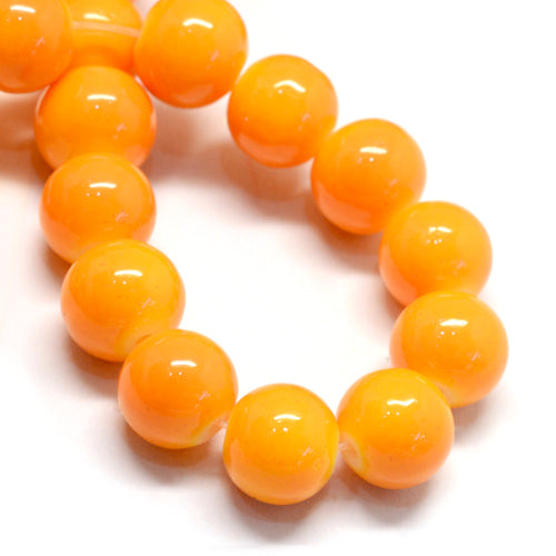 Beads, Glass, Opaque, Dark Orange, Round, 8.5-9mm - BEADED CREATIONS