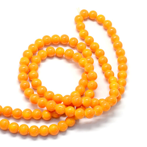 Beads, Glass, Opaque, Dark Orange, Round, 8.5-9mm - BEADED CREATIONS