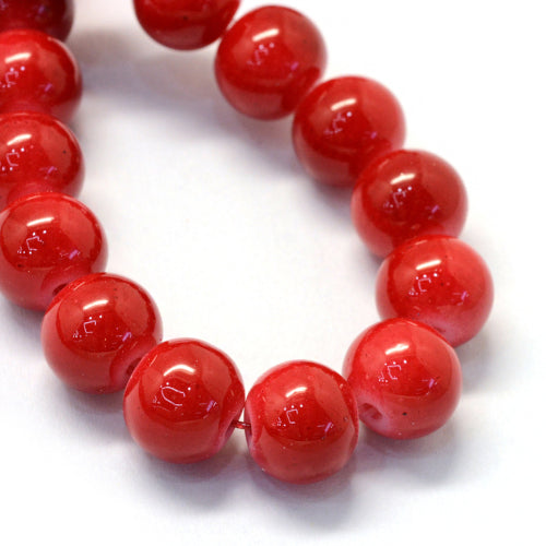 Beads, Glass, Opaque, Firebrick, Red, Round, 8.5-9mm - BEADED CREATIONS