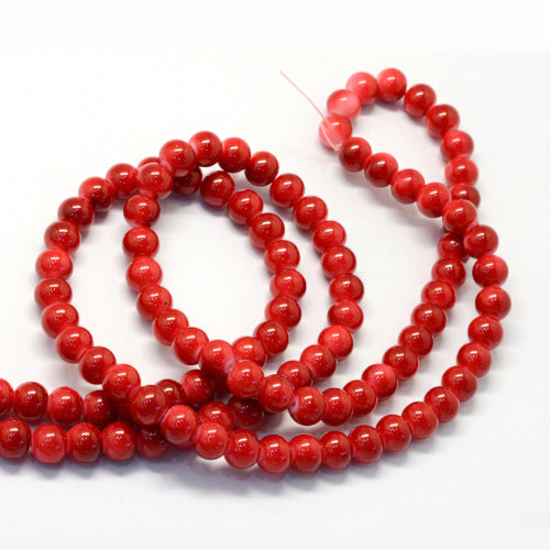 Beads, Glass, Opaque, Firebrick, Red, Round, 8.5-9mm - BEADED CREATIONS