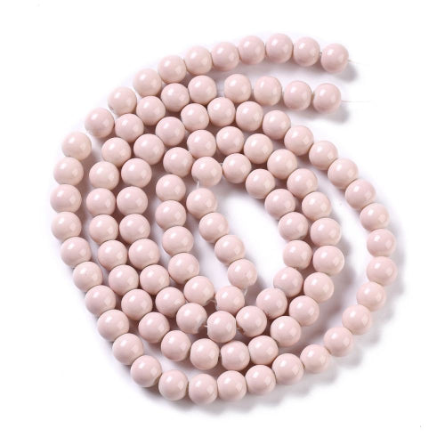 Beads, Glass, Opaque, Misty Rose, Round, 8mm - BEADED CREATIONS