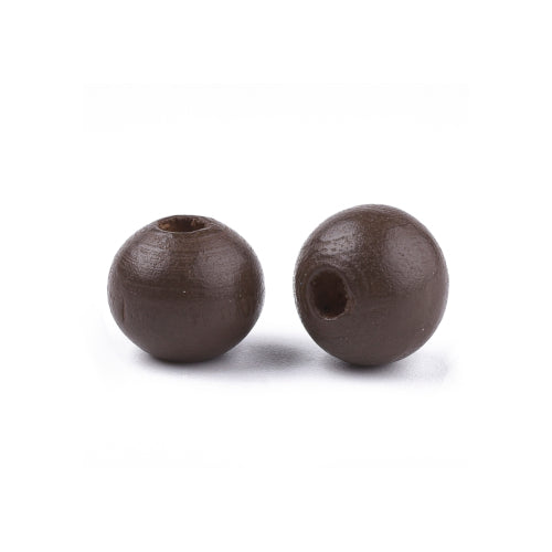 Beads, Wood, Natural, Round, Painted, Coconut Brown, 10mm - BEADED CREATIONS