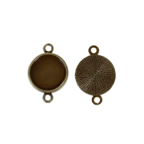 Bezel Setting Connectors, Round, Antique Bronze, Alloy, 17mm - BEADED CREATIONS