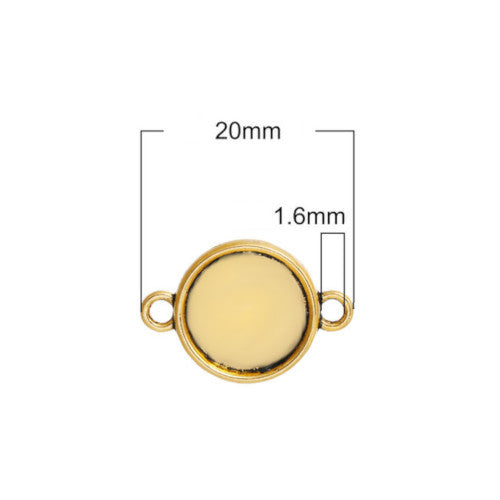 Bezel Setting Connectors, Round, Antique Gold, Alloy, 14mm - BEADED CREATIONS