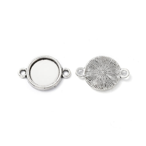 Bezel Setting Connectors, Round, Antique Silver, Alloy, 15mm - BEADED CREATIONS