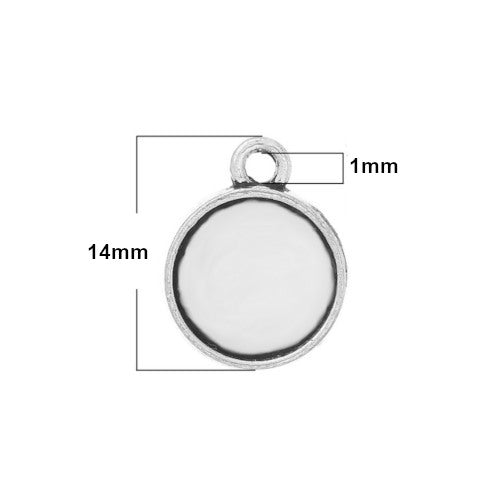 Bezel Settings, Round, Antique Silver, Alloy, 11mm - BEADED CREATIONS