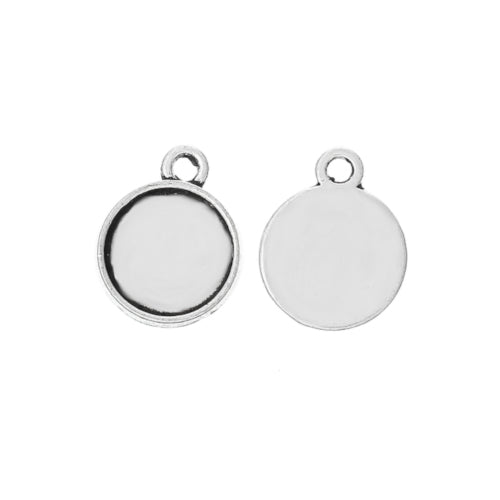 Bezel Settings, Round, Antique Silver, Alloy, 11mm - BEADED CREATIONS