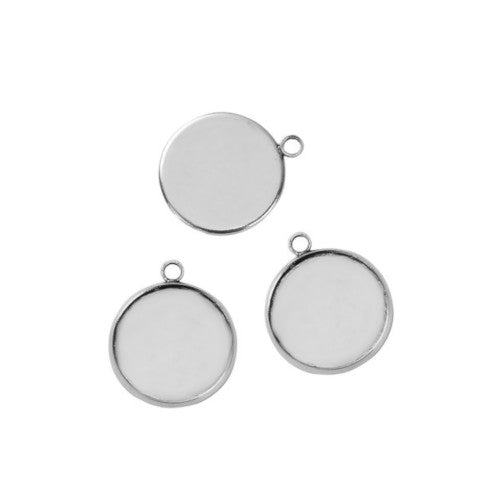 Bezel Settings, Round, Antique Silver, Alloy, 20mm - BEADED CREATIONS