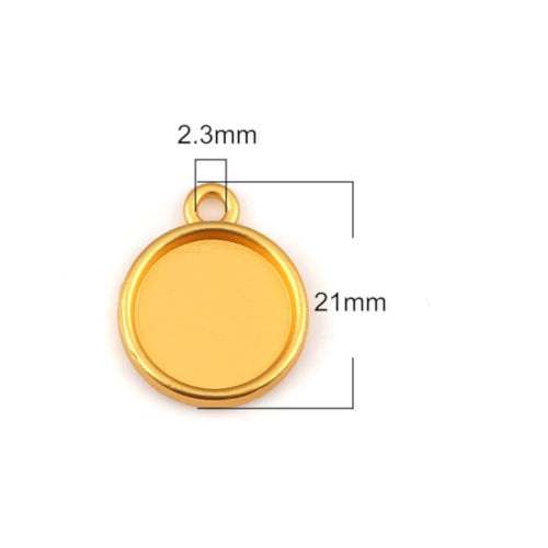 Bezel Settings, Round, Gold Plated, Alloy, 17mm - BEADED CREATIONS