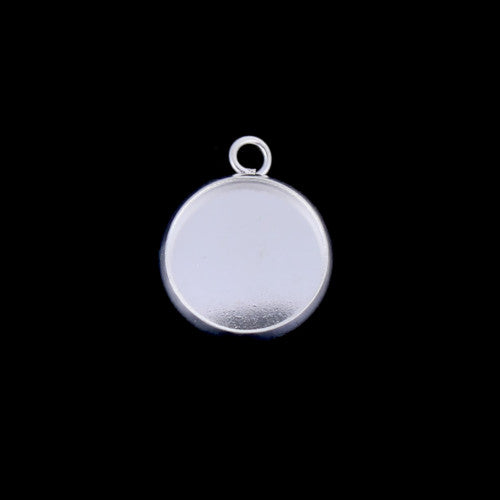 Bezel Settings, Round, Silver Plated, Alloy, 14mm - BEADED CREATIONS