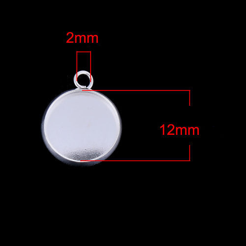 Bezel Settings, Round, Silver Plated, Alloy, 14mm - BEADED CREATIONS