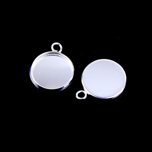 Bezel Settings, Round, Silver Plated, Alloy, 14mm - BEADED CREATIONS