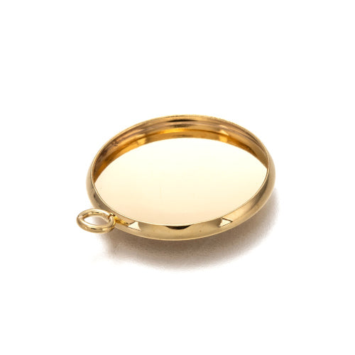 Bezel Settings, Stainless Steel, Round, 18K Gold Plated, 20mm - BEADED CREATIONS