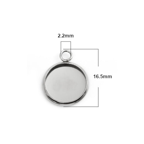 Bezel Settings, Stainless Steel, Round, Silver, 13.5mm - BEADED CREATIONS